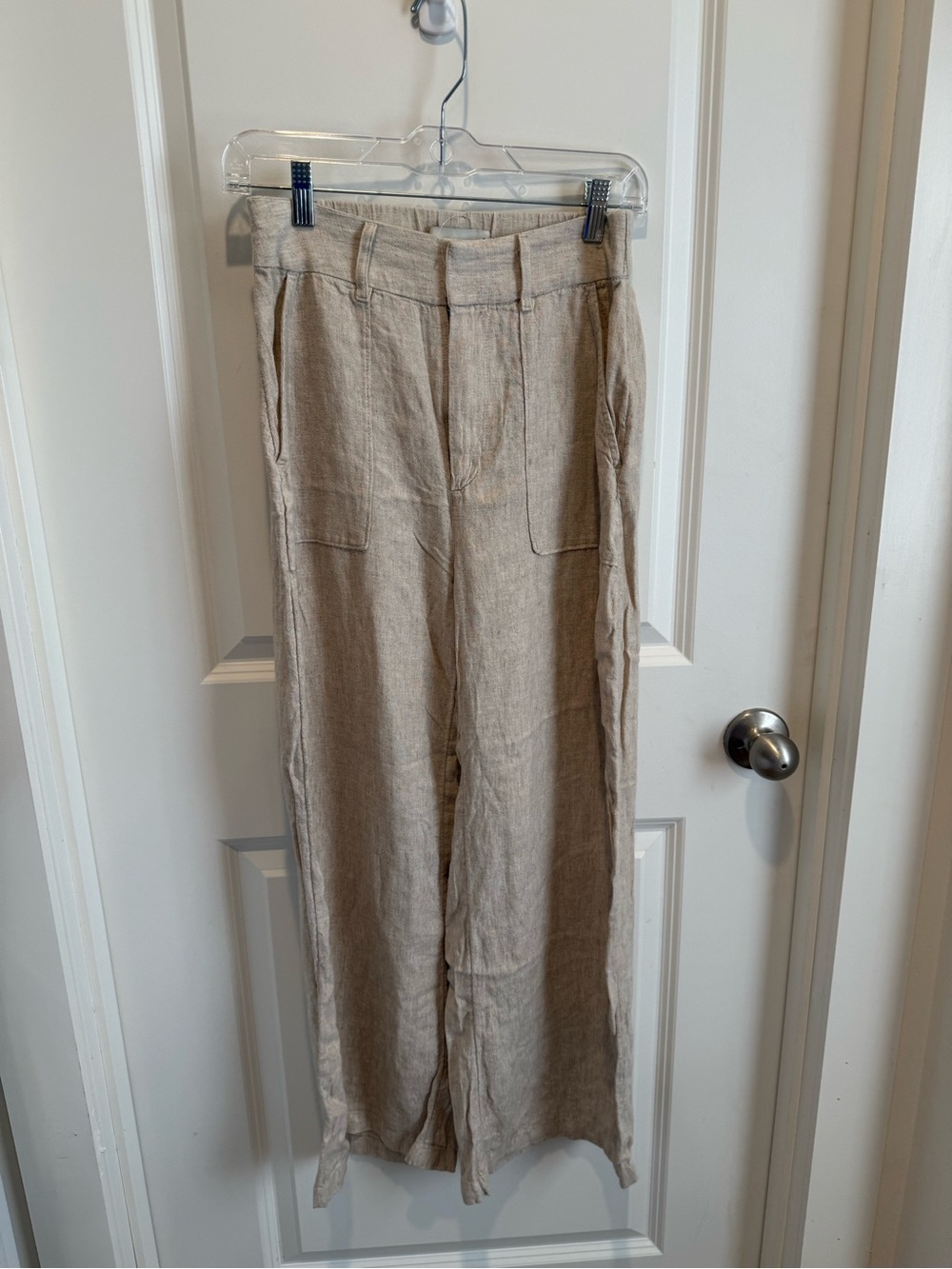 Abercrombie & Fitch Linen Blend Wide Leg Trouser Pants Tan Size Small Short - Picture 2 of 4
